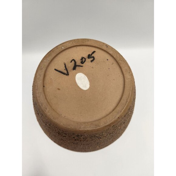 Black/Brown Speckled Striped Black Square Pattern Studio Pottery Vase Glazed - Picture 5 of 5